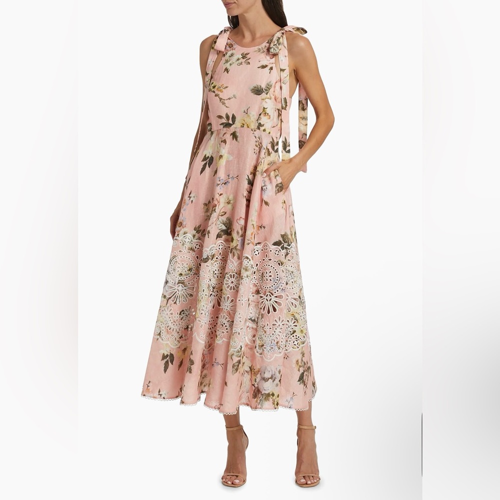 Zimmermann Pink Floral Midi Dress